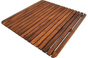 NORDIC STYLE TEAK Nordic Style Premium Teak Shower and Bath Mat for Indoor and Outdoor Use - Non-Slip Wooden Platform for Spa, Sauna, Pool, Hot Tub - Flooring Decor and Protector (24" x 24", Oiled Finish)