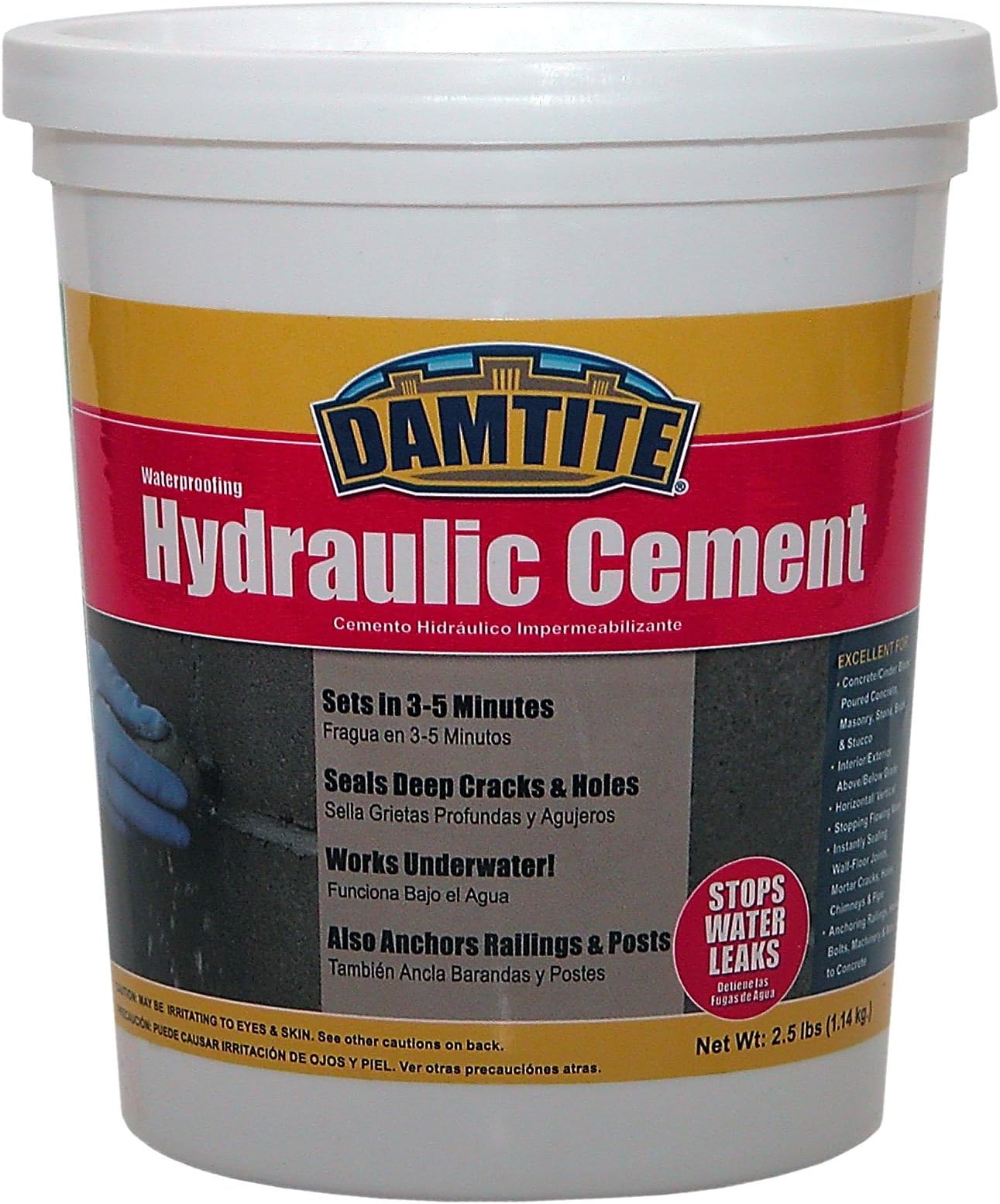Damtite Waterproofing 07031 Waterproof Hydraulic Cement, 2.5-Pound
