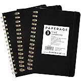 PAPERAGE Lined Spiral Journal Notebook, (Black), 3