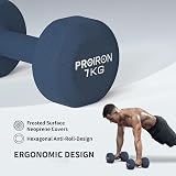 PROIRON Neoprene Dumbbell Weights Pair 1kg-10kg Dark Grey 2 x 7kg view 3