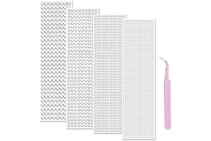 Mivofun 4 Sheets of Self-Adhesive Rhinestones, with Tweezers, 3-6 mm Rhinestone Stickers, for DIY Fingernail Mobile Phone Clothing Decorations (White)