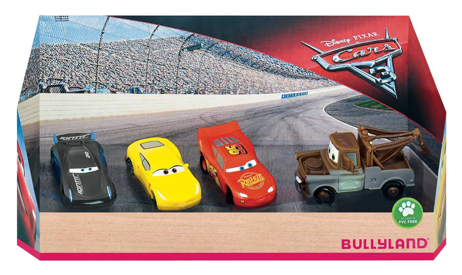 Bullyland 12167 Disney Pixar Cars 3 Toy Figure Set in Gift Box, Lovingly Hand-Painted Figures, PVC-Free, Great Gift for Boys and Girls for Imaginative Play