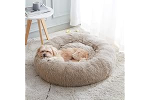 WESTERN HOME WH Calming Dog & Cat Bed, Anti-Anxiety Donut Cuddler Warming Cozy Soft Round Bed, Fluffy Faux Fur Plush Cushion Bed for Small Medium Dogs and Cats (20"/24"/27"/30")