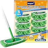 KEEPOW Reusable Mop Pads Refills Compatible with Swiffer Sweeper Mop, Dry Sweeping Cloths, Microfiber Wet Mopping Cloths for Hardwood Floor Cleaning, 6 Pack (Mop is Not Included)