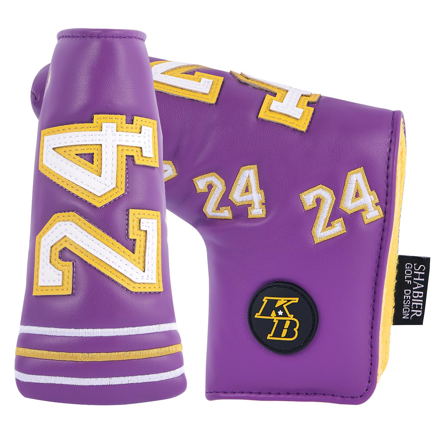 SHABIER Number 24 KB Purple Golf Putter Cover Headcover for Blade Golf Putter Head Cover (Horizontal No.24)