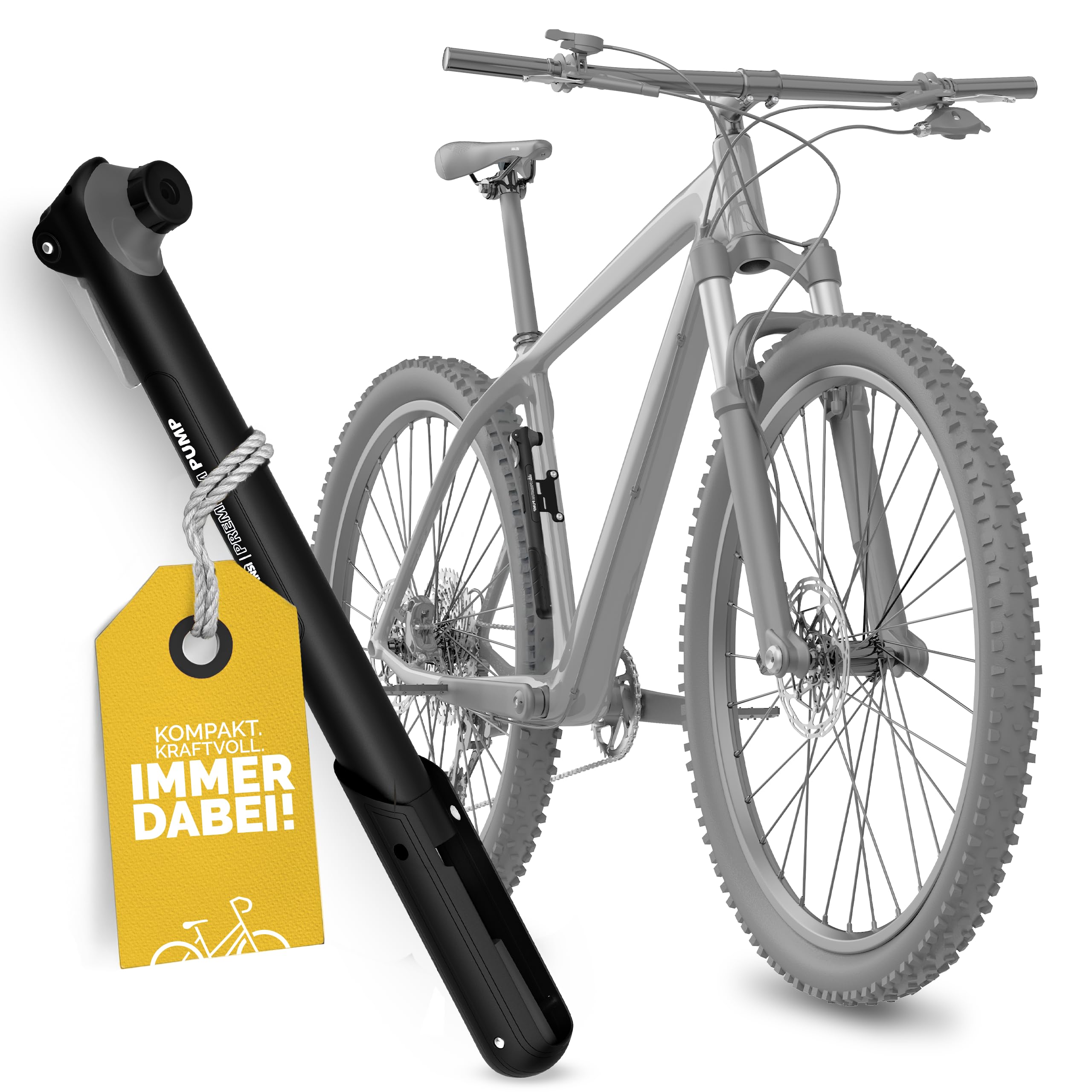 DANSI 44304 Unisex Adult Mini Bike Pump with Interchangeable Valve Insert and Holder, T-Handle, Black, Air Pump