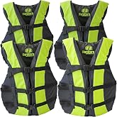 Hardcore Life Jacket 4 Pack Paddle Vest for Adults; Coast Guard Approved Type III PFD Life Vest Flotation Device; Jet ski, Wakeboard, Kayak; Ideal Extra Pontoon Boat Life Jacket