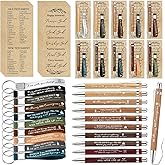 Gueevin 10 Sets Valentines Christian Church Gift Bulk Bible Verse Bamboo Pens Religious Bookmarks and Scripture Silicone Keychains Appreciation Gift for Employee Nurse Women Men Pastor Teacher Sunday