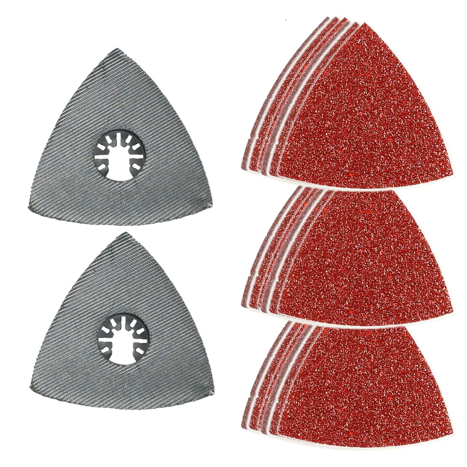 62 x TopsTools FAX62SK Extra Large 90mm x 90mm Sanding Pads & Sanding Sheets Kit Compatible with Dewalt Stanley Black & Decker Bosch Fein (Non-StarLock) Makita Milwaukee Einhell Parkside Ryobi Worx