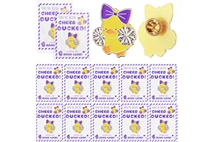 Quelay 24 Pack Cheer Team Gifts Bulk Cheerleader Duck Pins Brooches You've Been Cheer Ducked Tags Team Inspirational Gift Accessories for Teammates