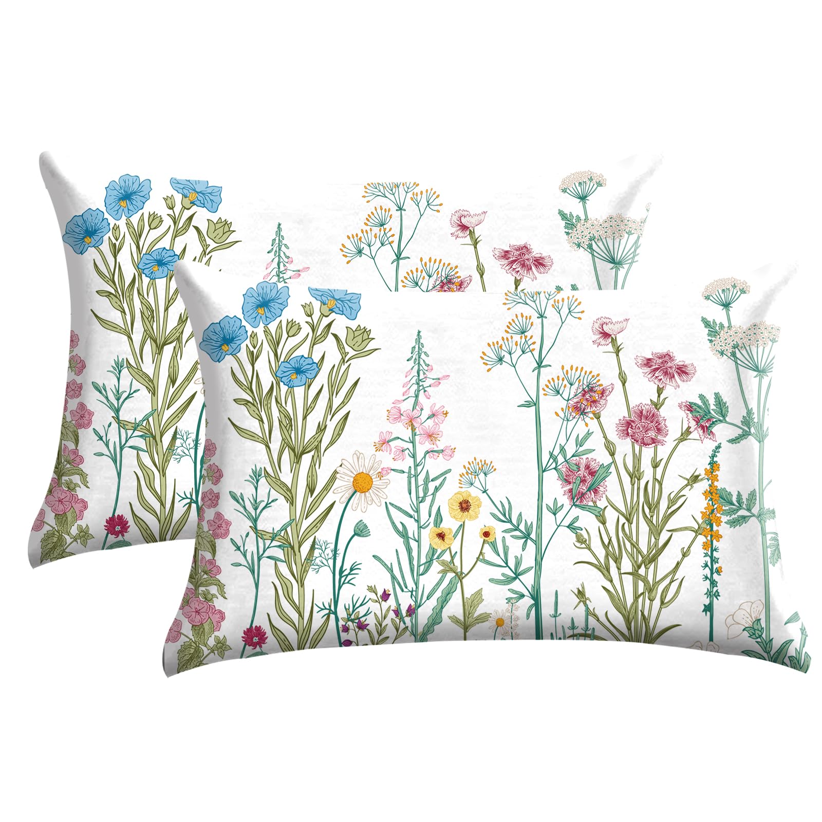 Photo 1 of GABraden Cotton Pillowcase 2PCS, Floral Print Pattern Pillow Cover Set with Hidden Zipper,Comfortable Fabric, Lightweight and Breathable,Standard Size 20"X 26" (Flower-02)