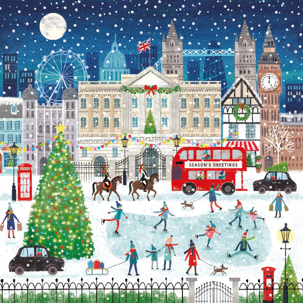 Museums & Galleries Charity Christmas Cards - Christmas in London Festive City Scene - Eco-Friendly & Recyclable - Pack of 5 Cards