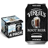 Virgil's Naturally Bold Handcrafted Root Beer Soda, 4 Pack (12 fl oz Cans) | Caffeine-Free Root Beer with Cane Sugar &amp; 15 Roots &amp; Spices Blend, No Artificial Flavors or Preservatives, Gluten Free