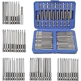 Screwdriver Bit Set Sunsbell Security Bit Set Extra Long Magnetic Driver Kit with Case, Hex, Star Bits, Philips, Square, Spanner Bits - 50Pcs