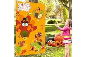 HAXPACAL Thanksgiving Bean Bag Toss Games, Thanksgiving Games Supplies with 4 Bean Bags Set for Turkey Hanging Toss Game Banner Kids Adults Fall Decorations
