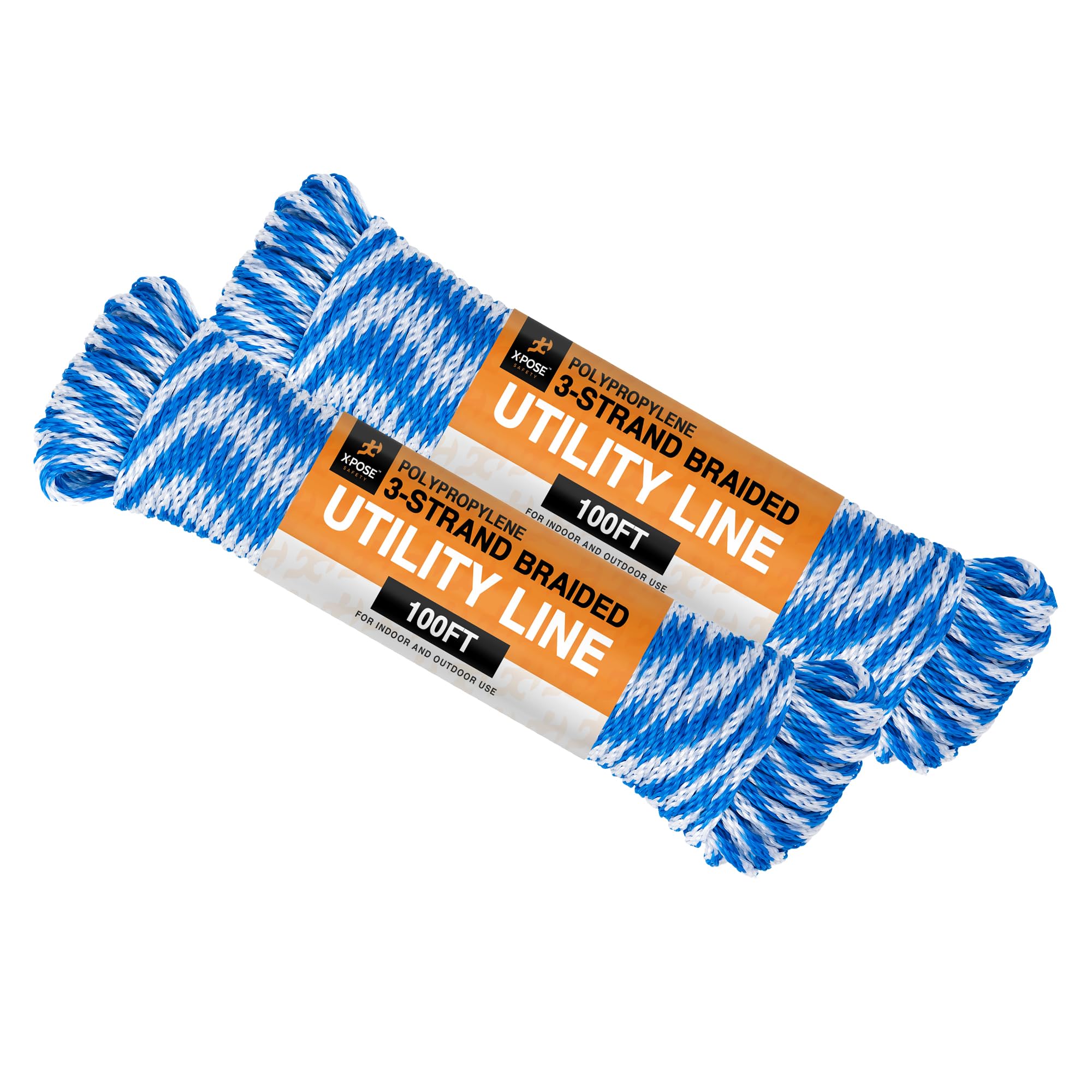 Photo 1 of Polypropylene Rope - Braided Utility Line - 100 Ft Rope - All Purpose Indoor & Outdoor Poly Rope Cord - Twisted Clothesline Rope, Sash Cord, Anchor Line, Camping, Marine, Pool, Nautical 2 Pack