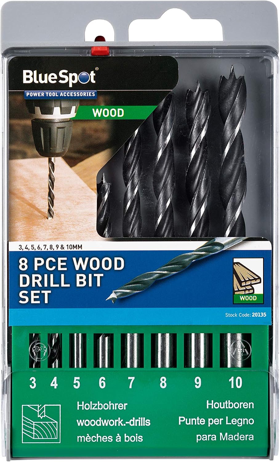 Blue Spot 8 Piece Wood Drill Bit Set, Not_applicable, not_applicable