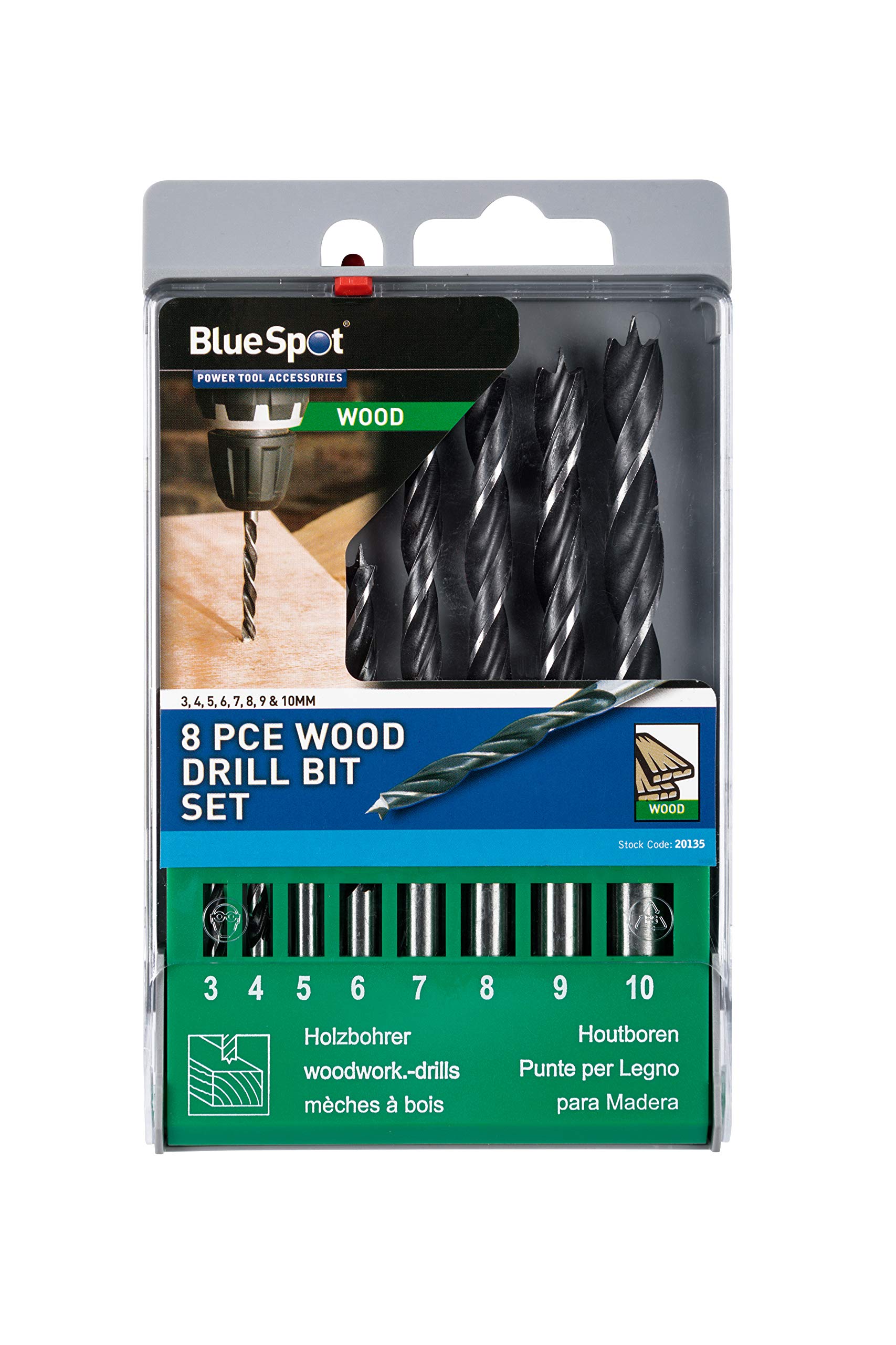 Blue Spot 8 Piece Wood Drill Bit Set