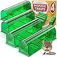 Humane Catch and Release Mouse Traps Pack of 4 - Perfect for House, Indoor & Outdoor - Easy Set Durable Mice Traps, Safe for Children, Pets & Humans - Instantly Remove Unwanted Rodents from Your Home