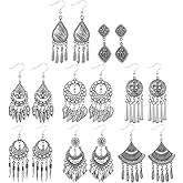 Glenmal 8 Pairs Jhumka Indian Earrings Metal Bohemian Chandelier Dangle Earring for Women