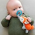 Nuby Soft Plush Pacifinder with Detachable Silicone Pacifier: 0-6 Months, Fox, Natural Cherry Shape, orange, one size