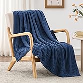 Love's cabin 6 Layer 100% Cotton Muslin Blanket, 60"x80" Twin Muslin Blanket for Couch Bed, Lightweight and Breathable Cotton Gauze for Adult, Dark Blue