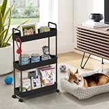 SOLEJAZZ 3-Tier Slim Rolling Storage Cart Black Plastic Stainless Steel view 6