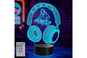 POSSHE DJ Gifts, DJ Night Light, Music 3D Illusion Lamp with 16 Colors Changing, Remote Control with Timer, Mancave Room Decor for Holiday Birthday Christmas