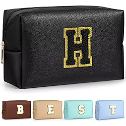 TOPEAST Preppy Bag, Monogrammed Makeup Bags with