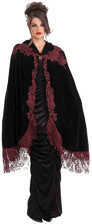 Steampunk Costumes, Outfits for Women Forum Novelties Womens 45-Inch Velvet Lace Vampiress Cape $31.62 AT vintagedancer.com