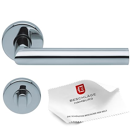 Türgriffe von Beschläge Hamburg: Türbeschlag Amsterdam scoop SBL 1106 — Türklinken mit WC Rosetten für Bad und Toilette — Drü