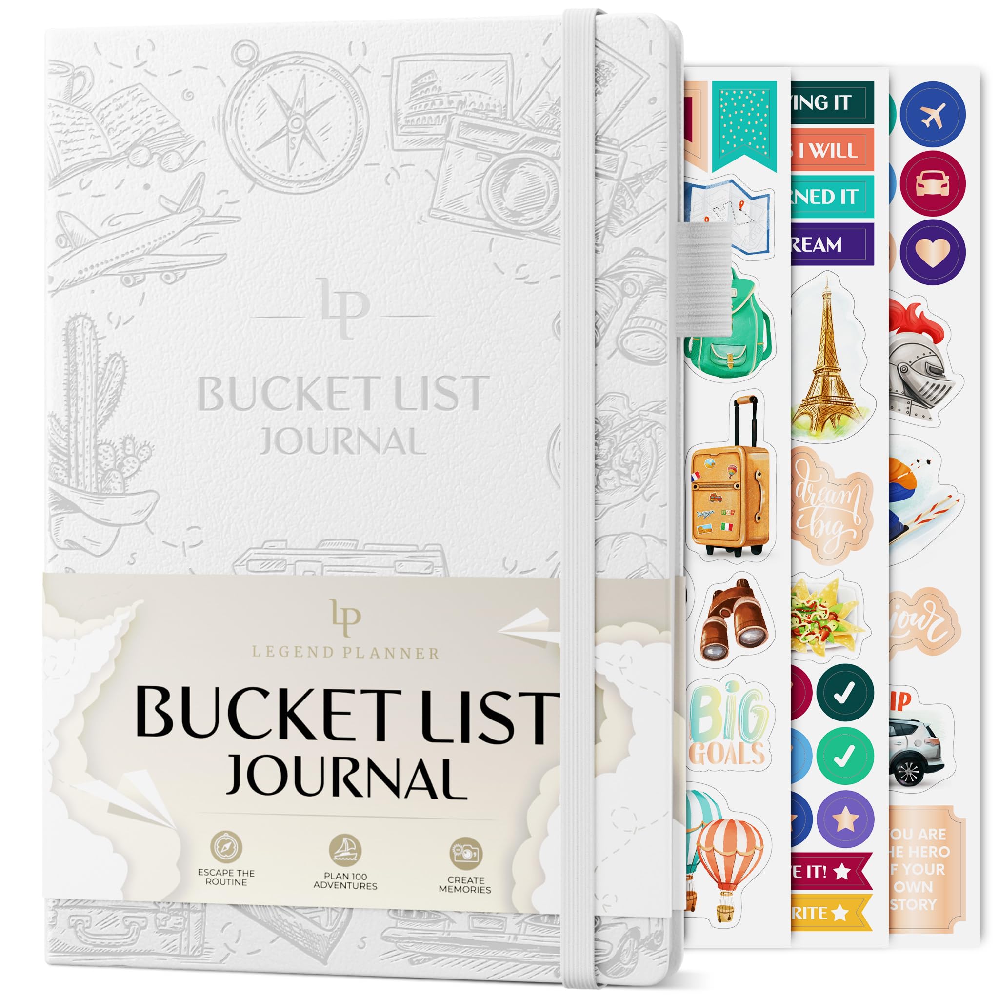 Legend Bucket List Journal – The Ultimate Notebook to Plan Adventures, Travels, Goals & Experiences – Bucketlist Book for Couples, A5 (White)