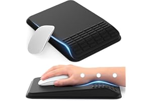 MEKASS Ergonomic Mouse Pad with Wrist Support, Wrist Rest Mousepad for Carpal Tunnel Pain Relief, Memory Foam with Massage Design, Non-Slip PU Base for Office and Home (Classic Black)