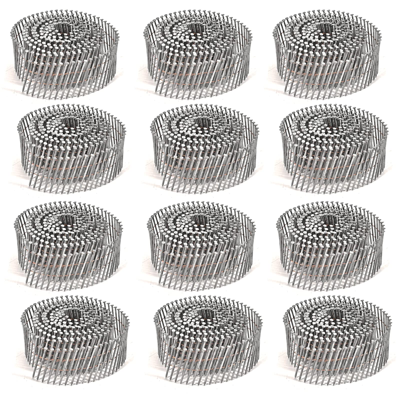 Photo 1 of BHTOP 3600 Count Siding Nails, 15-Degree 2 Inch *.092 Wire Collated Coil Ring Shank Nails, Full Round Head Hot-Dipped Galvanized Siding Nailer Attachment Replacement Parts