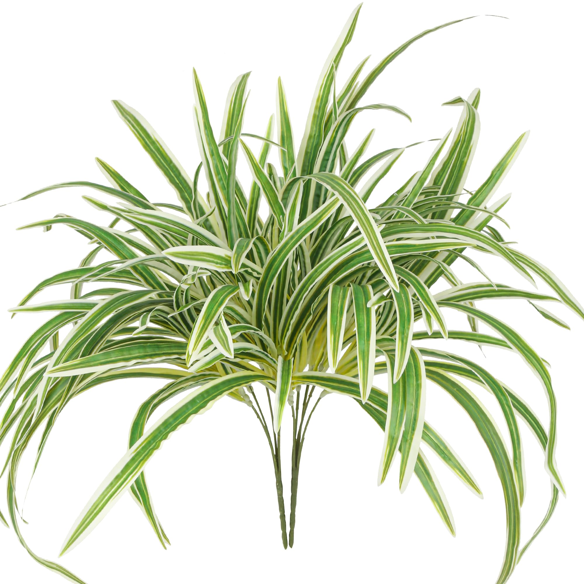 Photo 1 of 2 Packs Artificial Spider Plant Large 23.6In Fake Greenery Plants UV Resistant Outside Faux Plants Bushes for Indoor Table Outdoor Planter Decor (2)