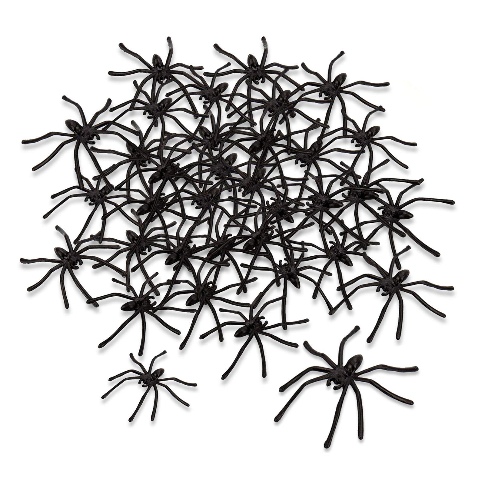 obqo 150 Pieces Halloween Spooky Black Plastic Spiders for Halloween Party Decorations, Prank Realistic Scary Spiders Toy for Kids Party Decorations