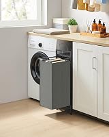 VASAGLE Laundry Basket 47 L Pull-Out Liner Shelf Steel Frame 42x28x75 view 2