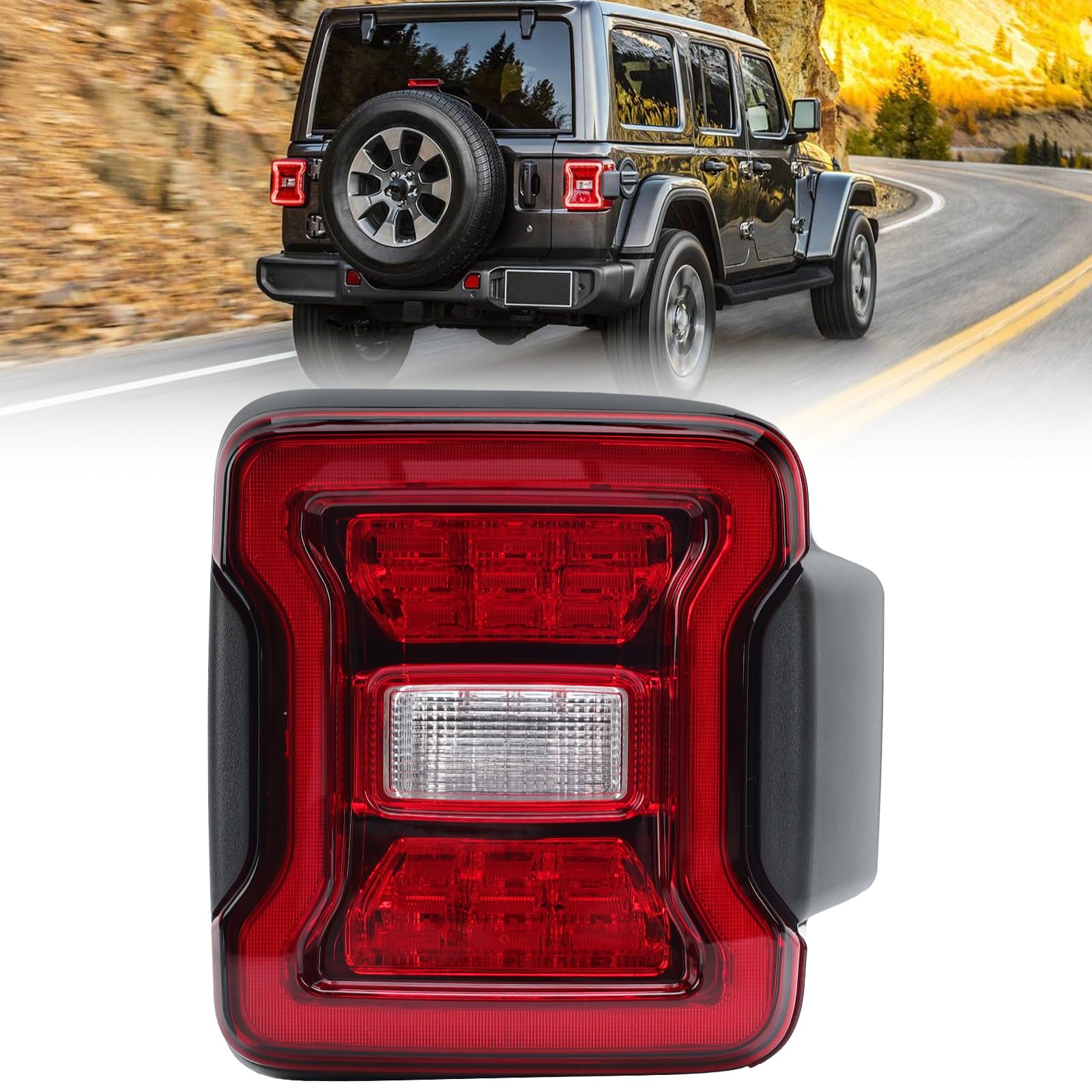 Photo 1 of Clidr LED Tail Light Assembly for 2018-2023 Jeep Wrangler Rear Brake Stop Lamp w/o Blind Spot Replace 68434889AB Right Passenger Side