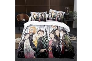 HVEEUL Anime 3D Demon Slayer: Duvet Cover 3 Piece Bedding Set,Teen Comforter Cover Set Super Soft Duvet Cover with Pillowcase(Style 28 Queen: 90"x90"