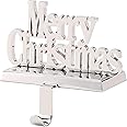 BIRDROCK HOME Merry Christmas Stocking Holder for Mantle - Christmas Decorations - Holiday Greetings - Mantle Fireplace Toppe