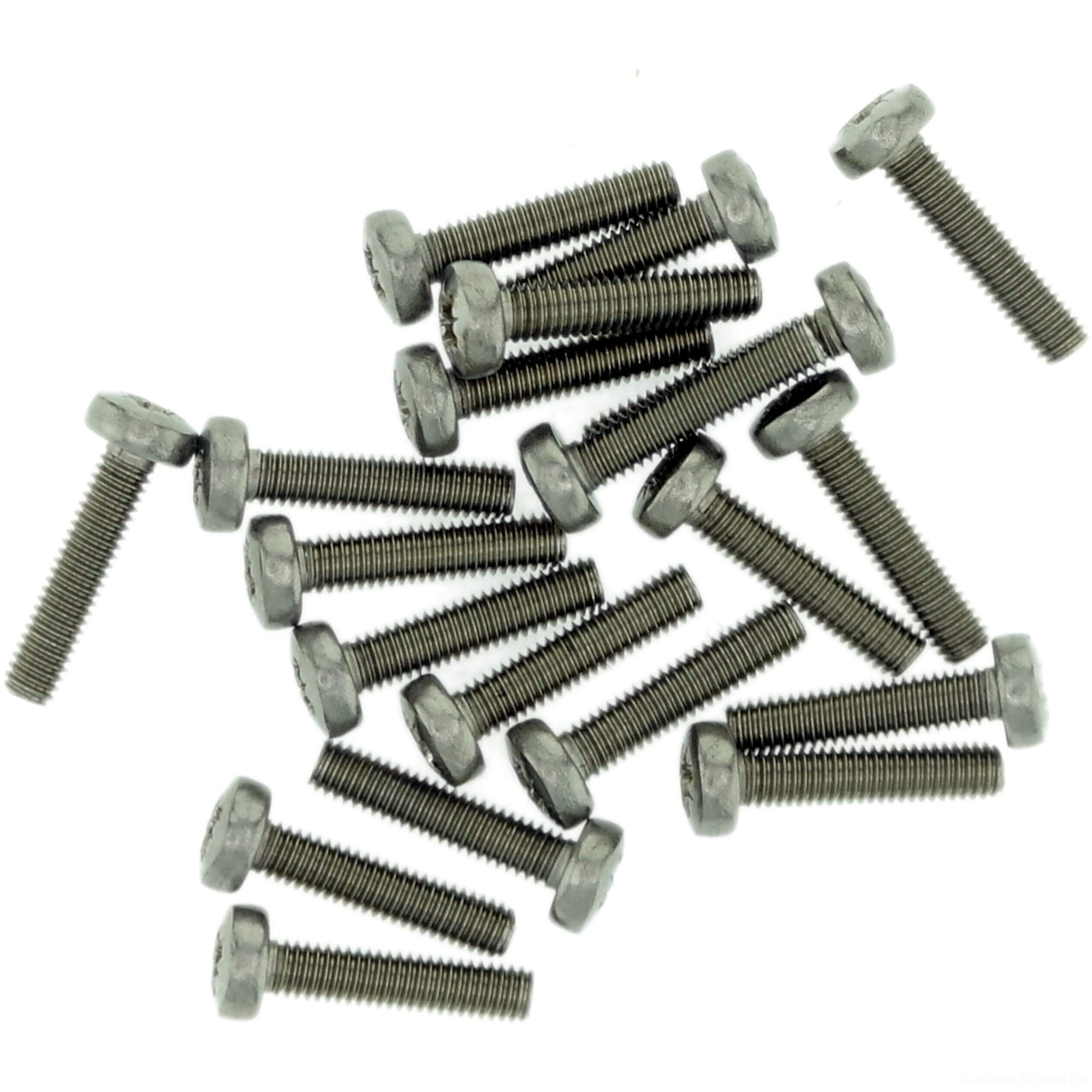 M3.5 (3.5mm x 30mm) Pozi Pan Machine Screw (Bolt) - Stainless Steel (A2) (Pack of 20)
