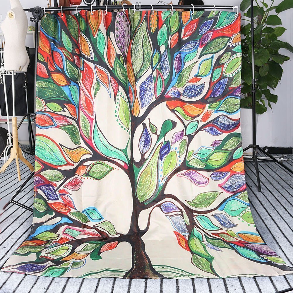 Hansemay Bathroom Shower Curtain Waterproof Mildew Set Tree of Life Gorgeous Like Leather Fabric  (150×180cm)