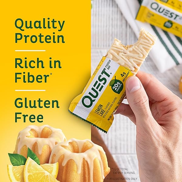 QUEST NUTRITION LEMON CAKE PROTEIN BARS, HIGH PROTEIN, LOW CARB, GLUTEN FREE, KETO FRIENDLY, 12 COUNT (PACK OF 1)