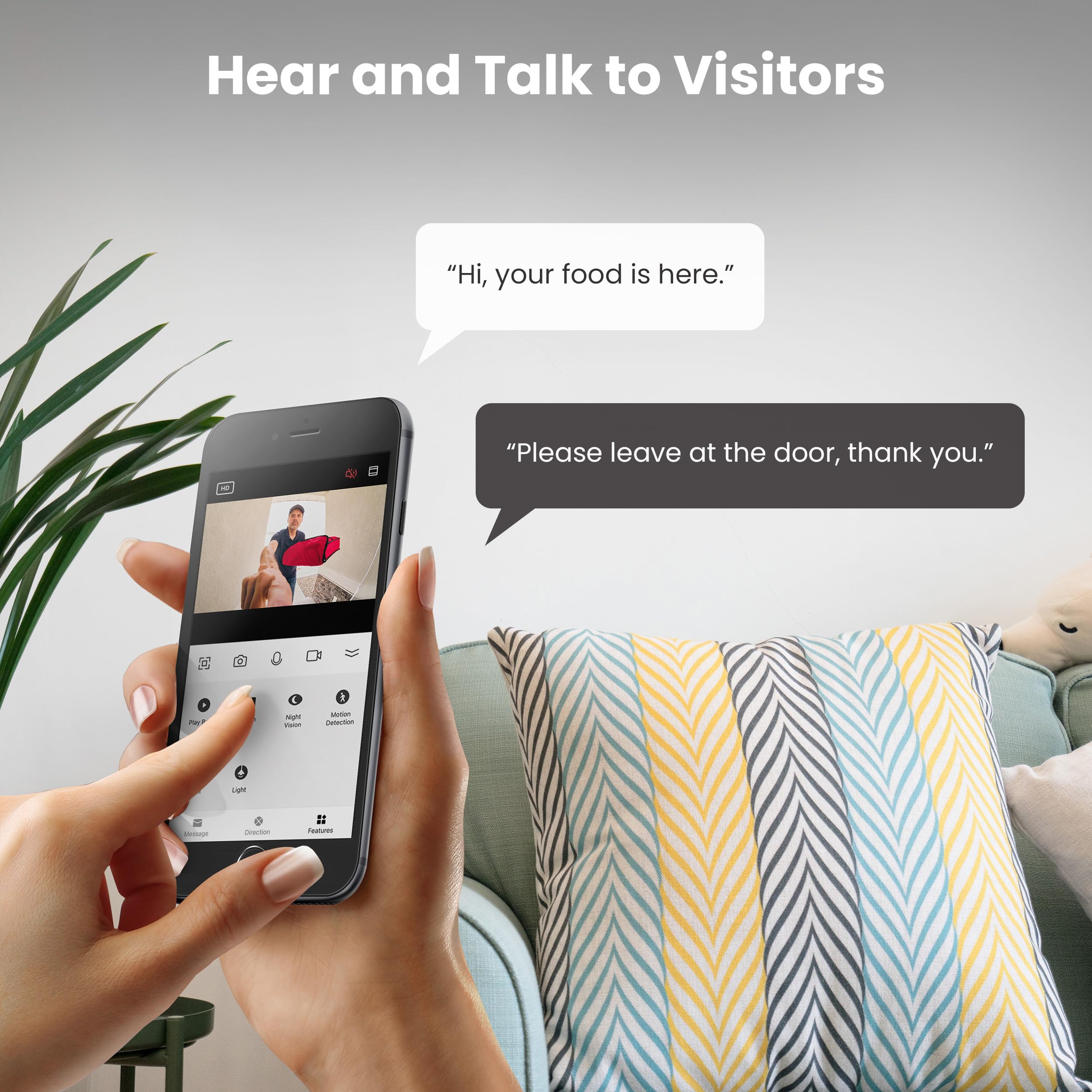 Feit Electric Doorbell Camera, 2.4 GHz WiFi, No Hub, Two-Way Audio, Motion Detection, Night Vision, 1080p HD, Micro SD Card Storage, Wireless Chime Included, Hardwired, CAM/Door/WiFi - View 6