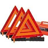 DSV Standard Warning Triangles, Safety Triangles DOT Approved, Plastic, 3 Pack, Reflective Triangles with Heavy Base, FMVSS 5