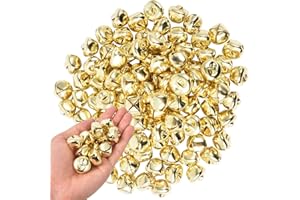 KISEER 100 Pcs Jingle Bells Bulk, 1 Inch Craft Bells for DIY Christmas Home Decoration (Gold)