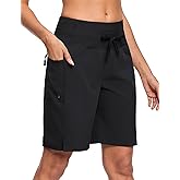 ISEEGZ Women's 5"/9" High Waisted Swim Board Shorts Quick Dry UPF 50+ Womens Swim Trunk Bottoms with Liner Zipper Pockets