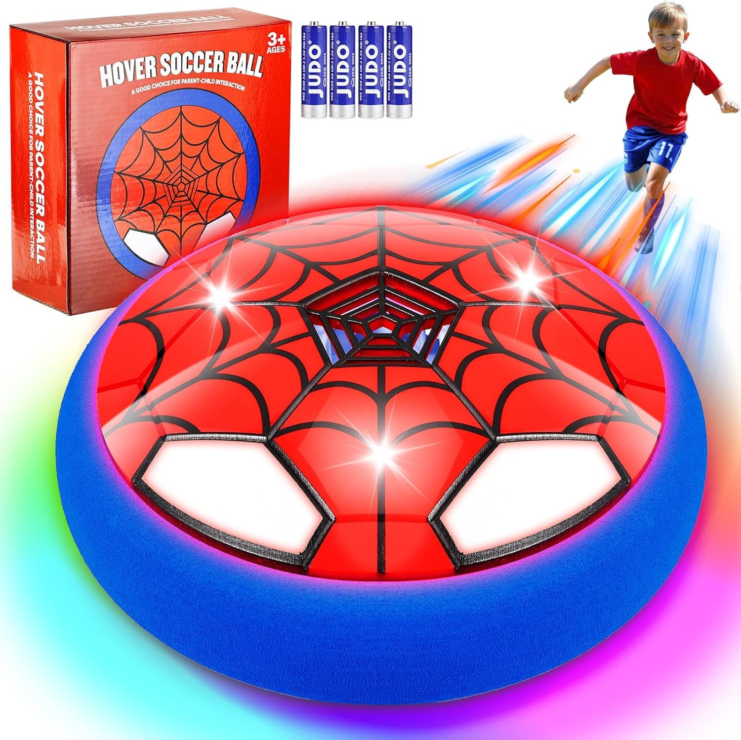 Spider Hover Football Gifts for 3-8 Year Old Boys,LED Football Toys for 4 5 6 7 8 Year Old Kids,Air Power Indoor Foam Football Games,Xmas Birthday Gifts for 3-12 Year Old Boys Girls