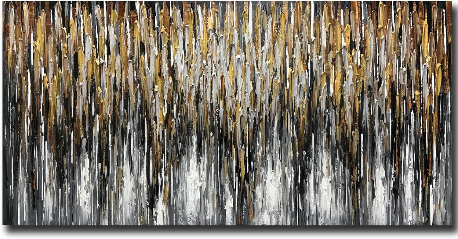 Paintings - Boieesen Art,24x48Inch Hand Painted Abstract Modern Oil Painting on Canvas Texture Acrylic Painting Colorful Minimalist Wall Art Contemporary Artwork Oil on Canvas Paintings Wood Inside Framed Ready to Hang Home Décor