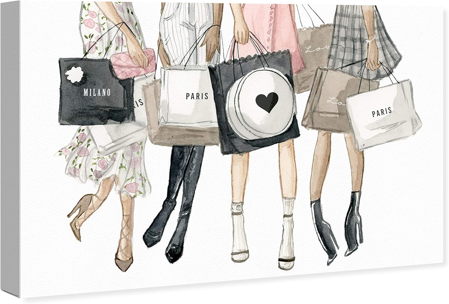 Amazon Com Wynwood Studio Fashion And Glam Wall Art Canvas Prints Shopping Date In Paris Home Decor 30 X 20 Gold White Home Kitchen